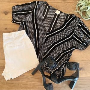 Black and White Short Sleeved Blouse